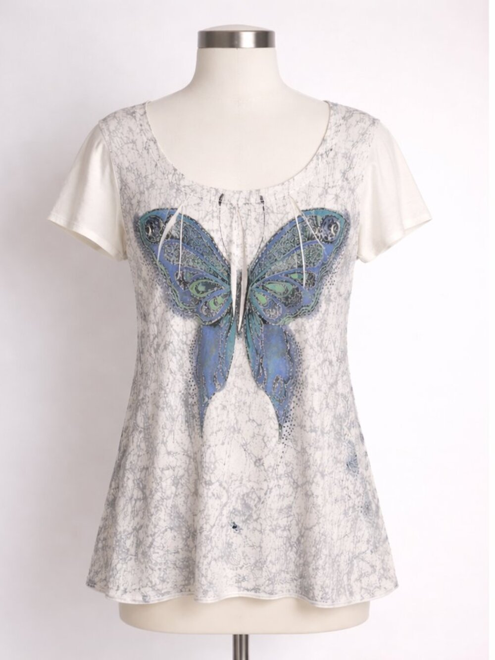 DKNY Jeans Butterfly Graphic Top Size XL